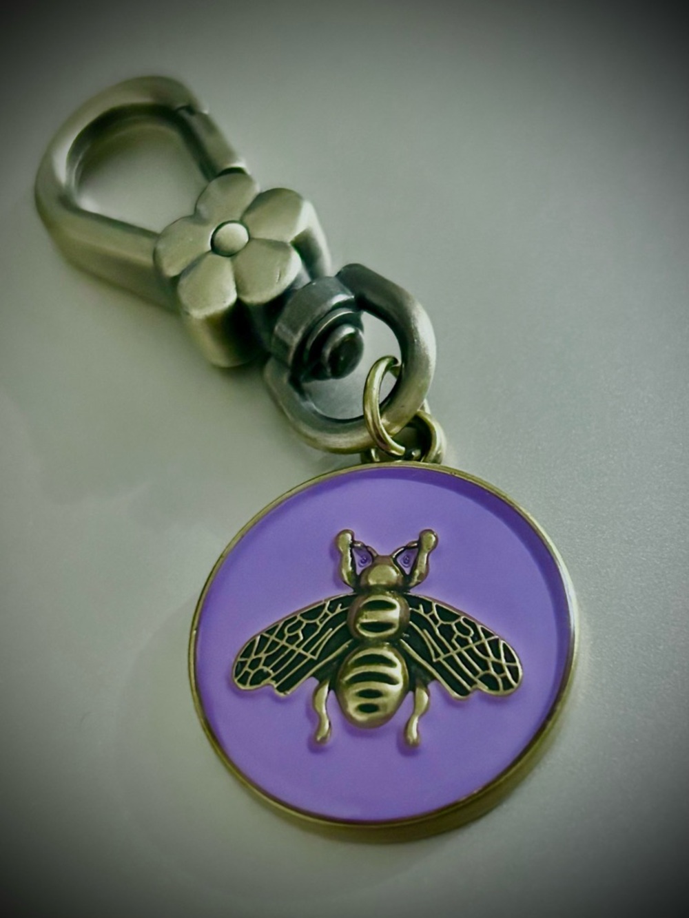 Authentic, Stamped Gucci ~ purple enamel bronzed charm